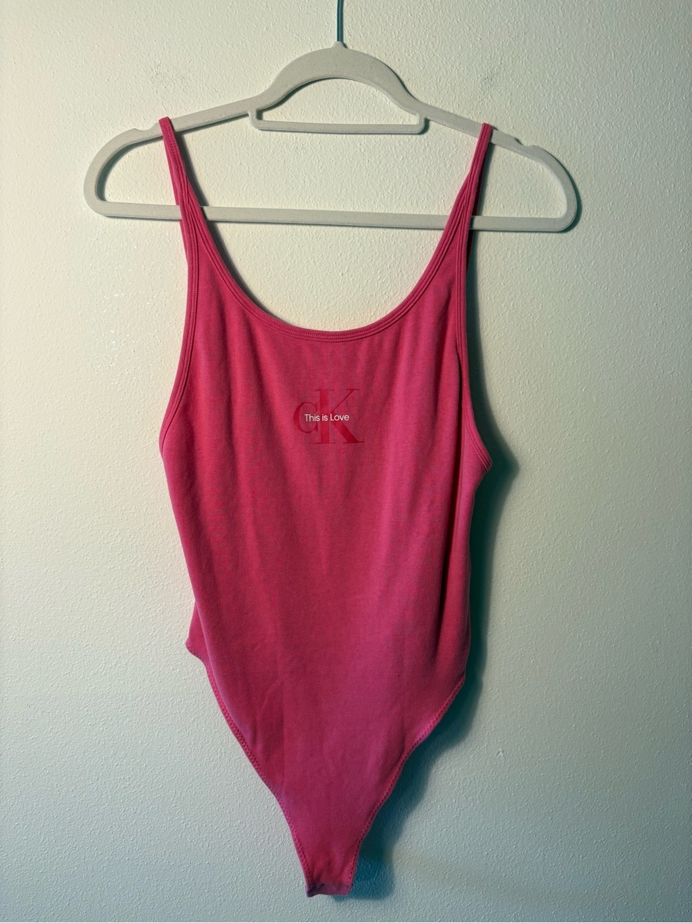 Calvin Klein This Is Love Pride Ribbed Deep Scoop Back Bodysuit Pink L